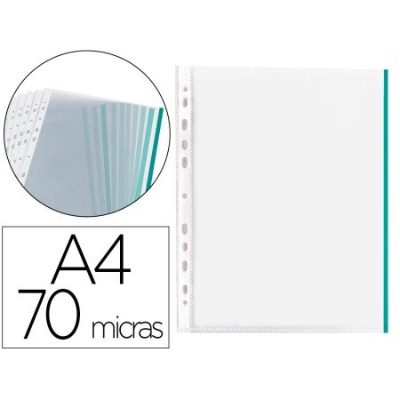 Bolsa Catalogo/Mica Q-Connect Din A4 70 Microns Pp Cristal com Borda Verde Bolsa de 10 Unidades