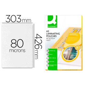 Bolsa de Plastificar Q-Connect 303 x 426 Mm 80 Microns Din A3 Mate Caixa de 100 Unidades