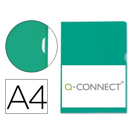 Bolsa Dossier Q-Connect em Plastico Din A4 120 Microns Verde Caixa de 100 Unidades