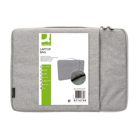 Bolsa Para Portatil Q-Connect 13,3" com Asa 1 Bolso Exterior com Fecho de Correr Cor Cinza 350X250X25 Mm
