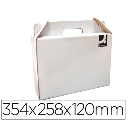 Caixa Tipo Mala com Asa Q-Connect Cartao Para Envio E Transporte Cor Branco 350X118X255 Mm