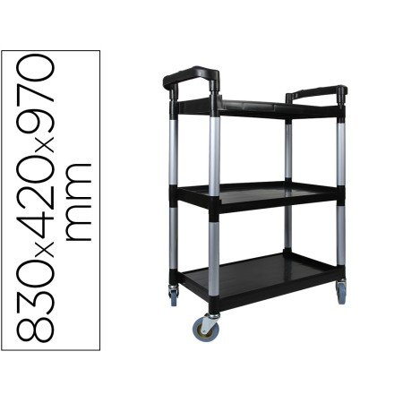 Carro de Servico Multifuncional Q-Connect 3 Prateleiras em Plastico 830X420X970 Mm