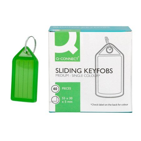 Chaveiro Porta Etiquetas Q-Connect Premium Cor Verde Caixa de 40 Unidades