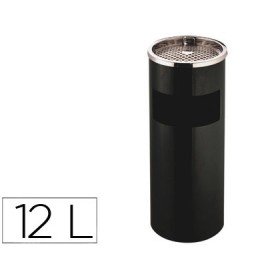 Cinzeiro Papeleira Q-Connect Preto E Parte Superior Cromada Capacidade Para 12 Litros