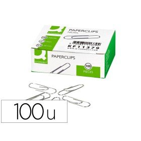 Clips Niquelados Q-Connect Nº 4 Planos 50 Mm Caixa de 100 Unidades