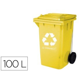 Contentor de Lixo Q-Connect Plastico 100L com Capa Amarela 75X37X47 Cm