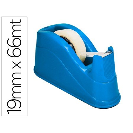 Desenrolador de Secretaria Q-Connect Plastico Para Fitas de 66 Mt Cor Azul 220X100X70 Mm