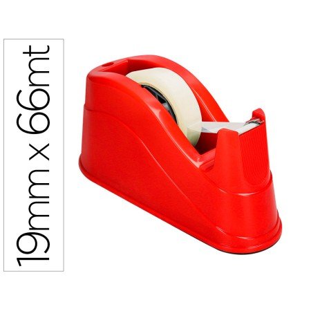 Desenrolador de Secretaria Q-Connect Plastico Para Fitas de 66 Mt Cor Vermelho 220X100X70 Mm