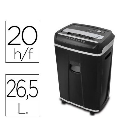 Destruidora de Documentos Q-Connect Anti Encravamentos Capacidade de Corte 20 Folhas Destroi Agrafes Clips Cartoes E Cd