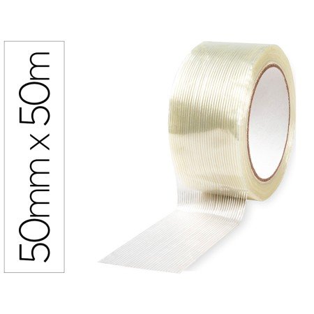 Fita Adesiva Q-Connect Monofilamentos Transparente 50 Mt x 50 Mm