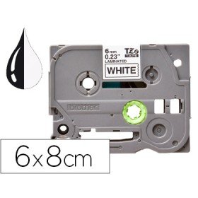 Fita Q-Connect Tze-211 Branca-Preta 6Mm Comprimento 8 Mt