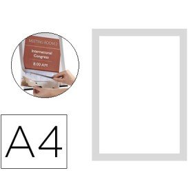 Moldura Porta Anuncios Q-Connect Magneto Din A4 Dorso Adesivo Removivel Cor Prata Pack de 2 Unidades