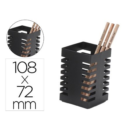 Porta Lapis Q-Connect Metal Quadrado Preta Diametro 72 Mm Altura 108 Mm