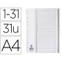 Separador Numerico Q-Connect Plastico 1-31 Conjunto de 31 Separadores Din A4 Multiperfurados