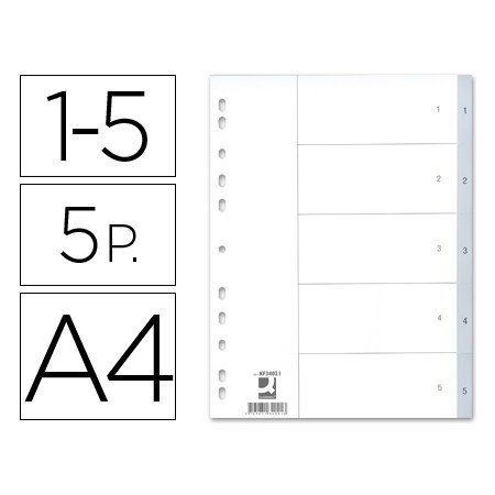 Separador Q-Connect Numericos Din A4 com 5 Separadores de Cores