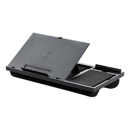 Suporte Q-Connect Largo Para Portatil Movel Rato Ate 17" Ajustavel 7 Angulos Diferentes Preto 520X280X60 Mm