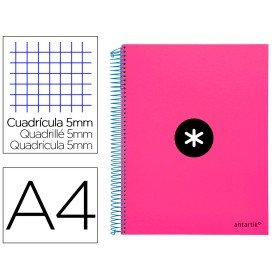 Caderno Espiral Din A4 Antartik Capa Forrada 120 F 100 Gr Quadricula 5 Mm 5 Bandas de Cores Cor Rosa F.