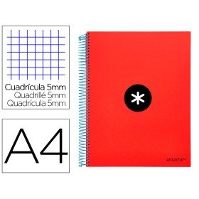 Caderno Espiral Din A4 Antartik Capa Forrada 120 F 100 Gr Quadricula 5 Mm 5 Bandas de Cores Cor Vermelho