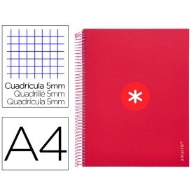 Caderno Espiral Din A4 Antartik Capa Forrada 120 F 100 Gr Quadricula 5Mm 5 Bandas Cor Framboesa