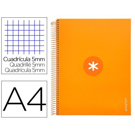 Caderno Espiral Din A4 Antartik Capa Forrada 120 F 100 Gr Quadricula 5Mm 5 Bandas Cor Mostarda