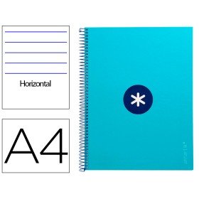 Caderno Espiral Din A4 Antartik Capa Forrada 80F 90 Gr Pautado 1 Banda 4 Furos Cor Turquesa