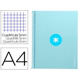 Caderno Espiral Din A4 Antartik Capa Forrada 80F 90 Gr Quadricula 5Mm 1 Banda 4 Furos Cor Celeste
