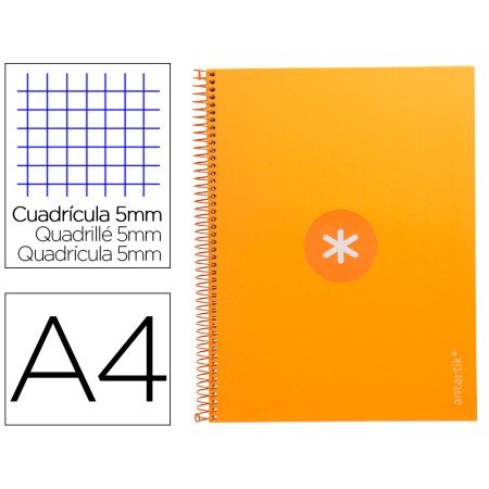 Caderno Espiral Din A4 Antartik Capa Forrada 80F 90 Gr Quadricula 5Mm 1 Banda 4 Furos Cor Mostarda