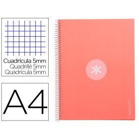 Caderno Espiral Din A4 Antartik Capa Forrada 80F 90 Gr Quadricula 5Mm 1 Banda 4 Furos Cor Rosa Claro