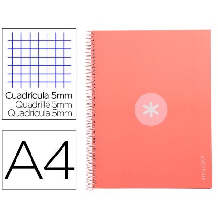 Caderno Espiral Din A4 Antartik Capa Forrada 80F 90 Gr Quadricula 5Mm 1 Banda 4 Furos Cor Rosa Claro