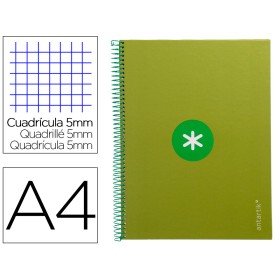 Caderno Espiral Din A4 Antartik Capa Forrada 80F 90 Gr Quadricula 5Mm 1 Banda 4 Furos Cor Verde