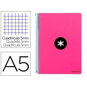 Caderno Espiral Din A5 Antartik Capa Dura 80 F 100 Gr Quadricula 5 Mm com Margem Cor Rosa Fluor