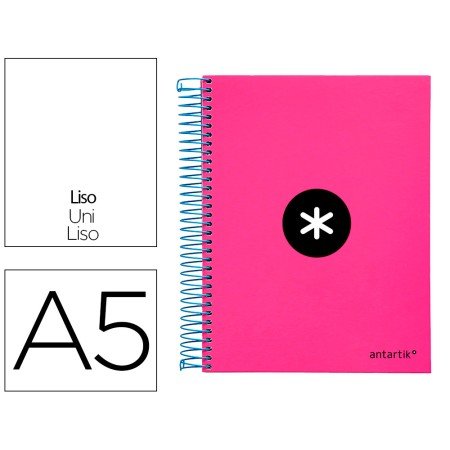 Caderno Espiral Din A5 Antartik Capa Forrada 120 F 100 Gr Liso 5 Mm 5 Bandas Cor Rosa