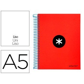 Caderno Espiral Din A5 Antartik Capa Forrada 120 F 100 Gr Liso 5 Mm 5 Bandas Cor Vermelho