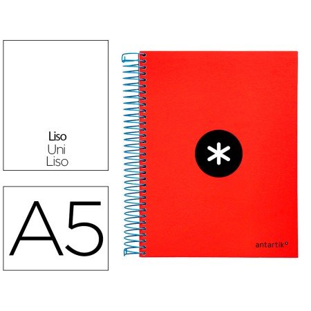 Caderno Espiral Din A5 Antartik Capa Forrada 120 F 100 Gr Liso 5 Mm 5 Bandas Cor Vermelho