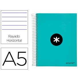 Caderno Espiral Din A5 Antartik Capa Forrada 120 F 100 Gr Pautado 5 Mm 5 Bandas Cor Menta