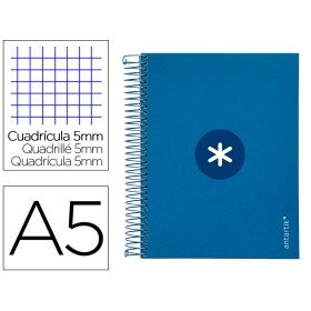 Caderno Espiral Din A5 Antartik Capa Forrada 120 F 100 Gr Quadricula 5 Mm 5 Bandas Cor Azul Escuro
