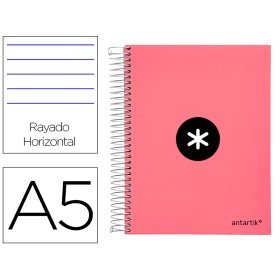 Caderno Espiral Din A5 Antartik Capa Forrada 120 F 100 Gr Quadricula 5 Mm 5 Bandas Cor Coral