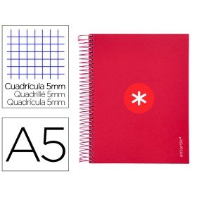 Caderno Espiral Din A5 Antartik Capa Forrada 120 F 100 Gr Quadricula 5 Mm 5 Bandas Cor Framboesa