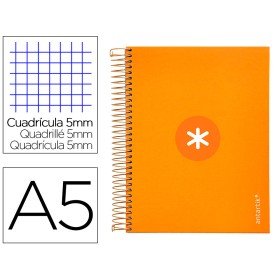 Caderno Espiral Din A5 Antartik Capa Forrada 120 F 100 Gr Quadricula 5 Mm 5 Bandas Cor Mostarda