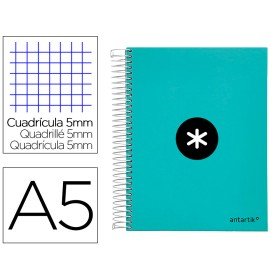 Caderno Espiral Din A5 Antartik Capa Forrada 120 F 100 Gr Quadricula 5 Mm 5 Bandas de Cores Cor Menta