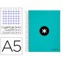 Caderno Espiral Din A5 Antartik Capa Forrada 120 F 100 Gr Quadricula 5 Mm 5 Bandas de Cores Cor Menta