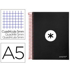 Caderno Espiral Din A5 Antartik Capa Forrada 120 F 100 Gr Quadricula 5 Mm 5 Bandas de Cores Cor Preto