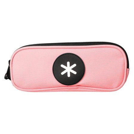 Estojo Escolar Antartik Duplo Fecho Cor Coral 210X60X80 Mm