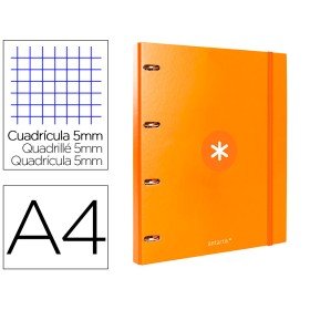 Pasta Antartik com Recarga Din A4 Quadricula 5Mm Forrada 4 Aneis 25Mm Cor Mostarda