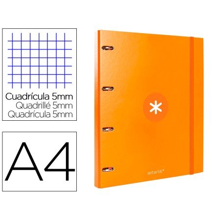 Pasta Antartik com Recarga Din A4 Quadricula 5Mm Forrada 4 Aneis 25Mm Cor Mostarda
