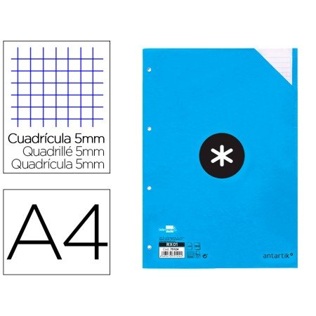 Recarga Colada Antartik Quadricula de 5 Mm Din A4 Natural 100 F 100 Gr Bandas de 5 Cores