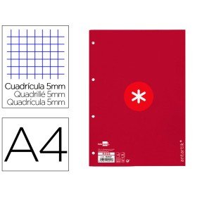 Recarga Colada Antartik Quadricula de 5Mm Din A4 100 F 90 Gr 4 Furos 1 Banda Moldura Cor Framboesa