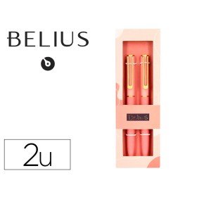 Esferografica Belius Bari Set com 2 Esferograficas Cor Rosa Ponta 1 Mm Tinta Azul em Caixa de Oferta