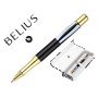 Esferografica Belius Dualita Corpo Branco Desenho Preto Tinta Azul Caixa Design