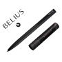 Esferografica Belius Rocket B Aluminio Desenho Minimalista Preto Caixa Cilindrica Tinta Azul